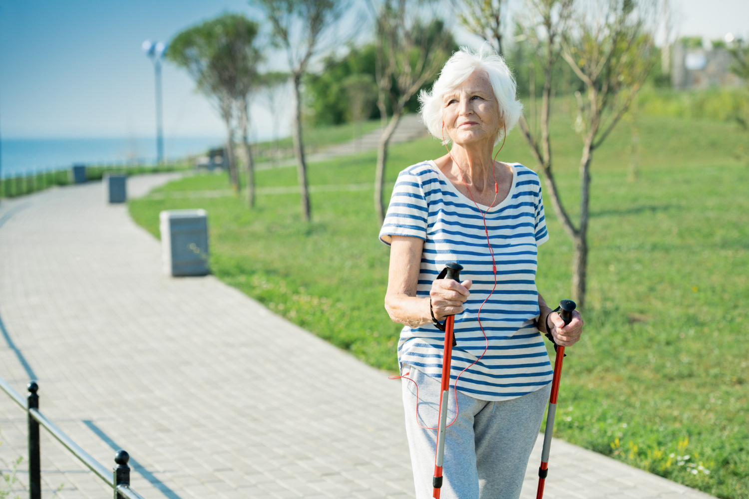 Senior Woman walking outdoors